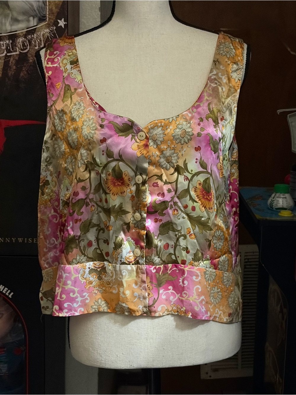 Victoria's Secret Vintage 90's Floral Button Down Oversize
Crop Tank Top SizeL